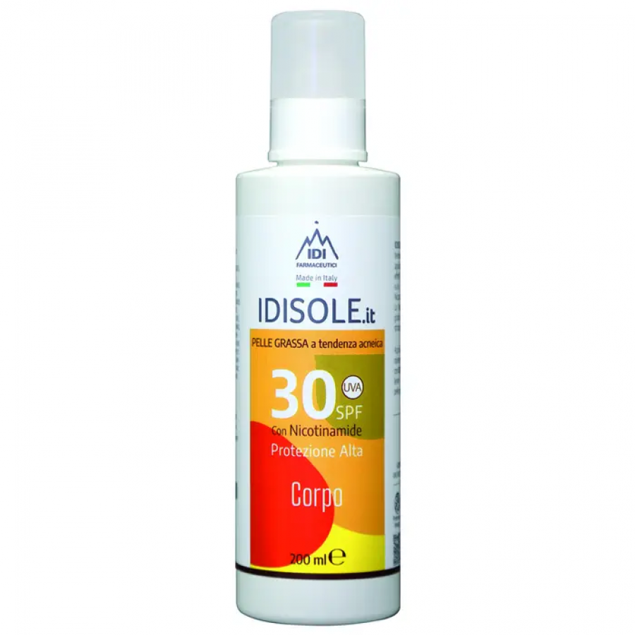 Idisole-IT Protezione Solare Alta SPF 30 Spray Corpo E Viso Pelle Grassa 200 ml