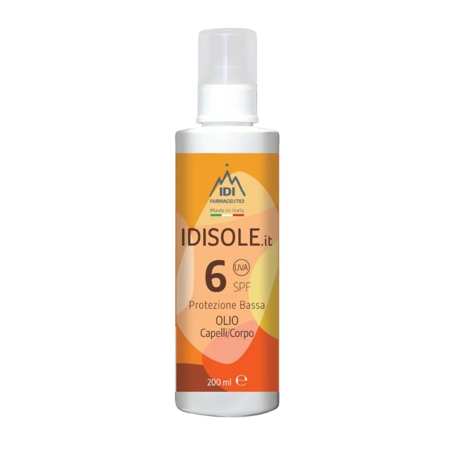 Idisole, Olio Solare SPF6 Corpo e Capelli, 200 ml