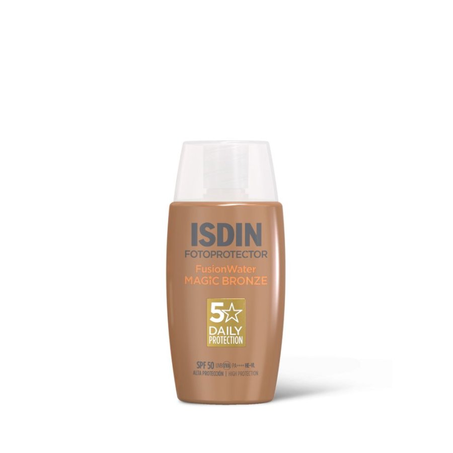 Isdin Fusion Water Color Bronze, Fotoprotezione Colorata Ultraleggera SPF 50, 50 ml