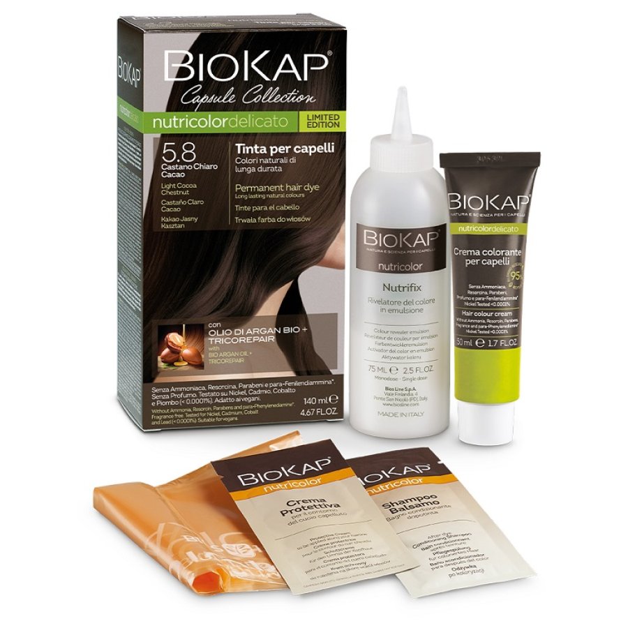 BIOKAP 5.08 Castano Chiaro Cacao Kit Tinta Capelli Naturale con Tricorepair BIOKAP 5.08 Castano Chiaro Cacao Kit Tinta Capelli Naturale con Tricorepair