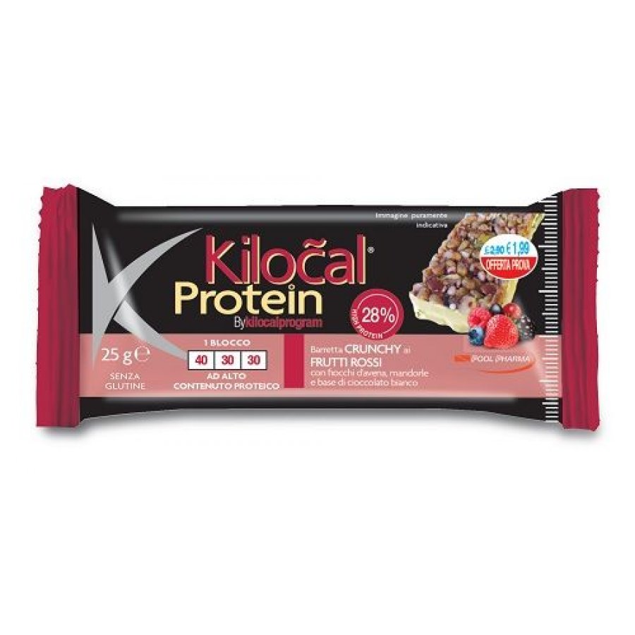 Kilocal Protein Barretta Crunchy Gusto Frutti Rossi 25g - Barretta Proteica ai Frutti Rossi