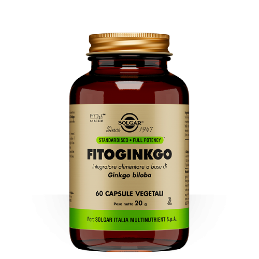 Solgar - Fitoginkgo 60 Capsule Vegetali per Supporto Mentale e Cognitivo