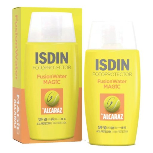 Isdin Fusion Water Magic Alcaraz Protezione Solare Viso SPF 50 Effetto Rinfrescante 50 ml – Fotoprotettore Viso con Heat Stress Protect