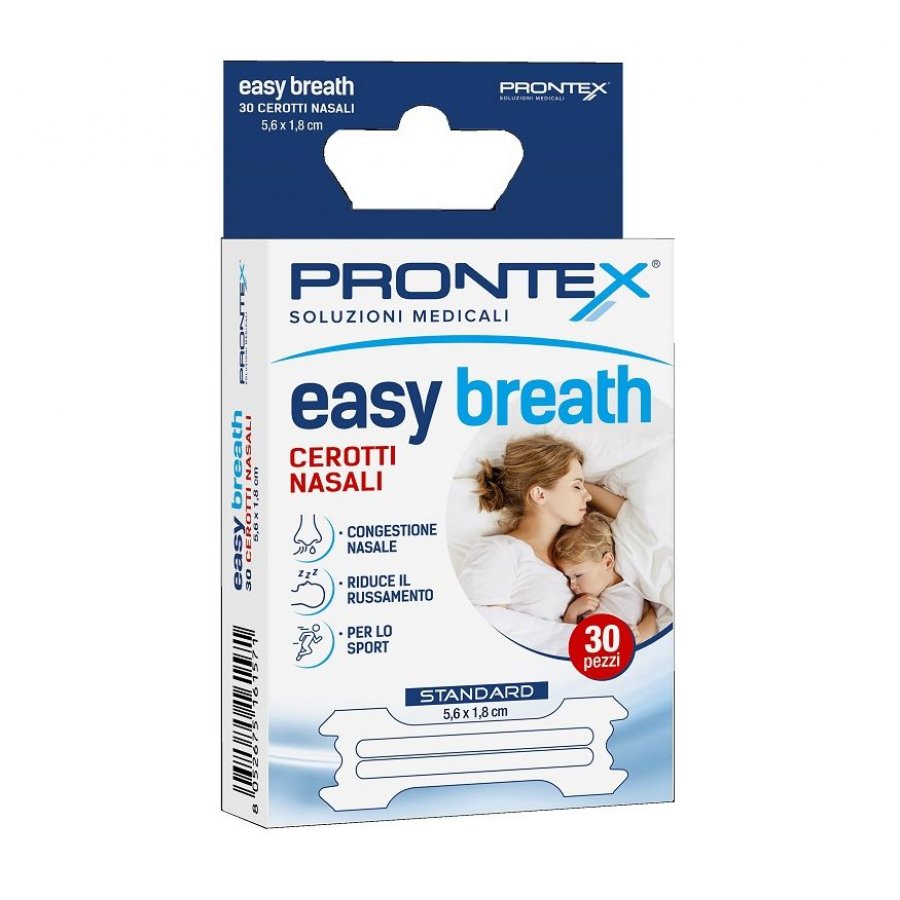 Cerotti Nasali, Prontex Easy Breath Standard - Cerotti Nasali per Migliorare la Respirazione, 10 Pezzi