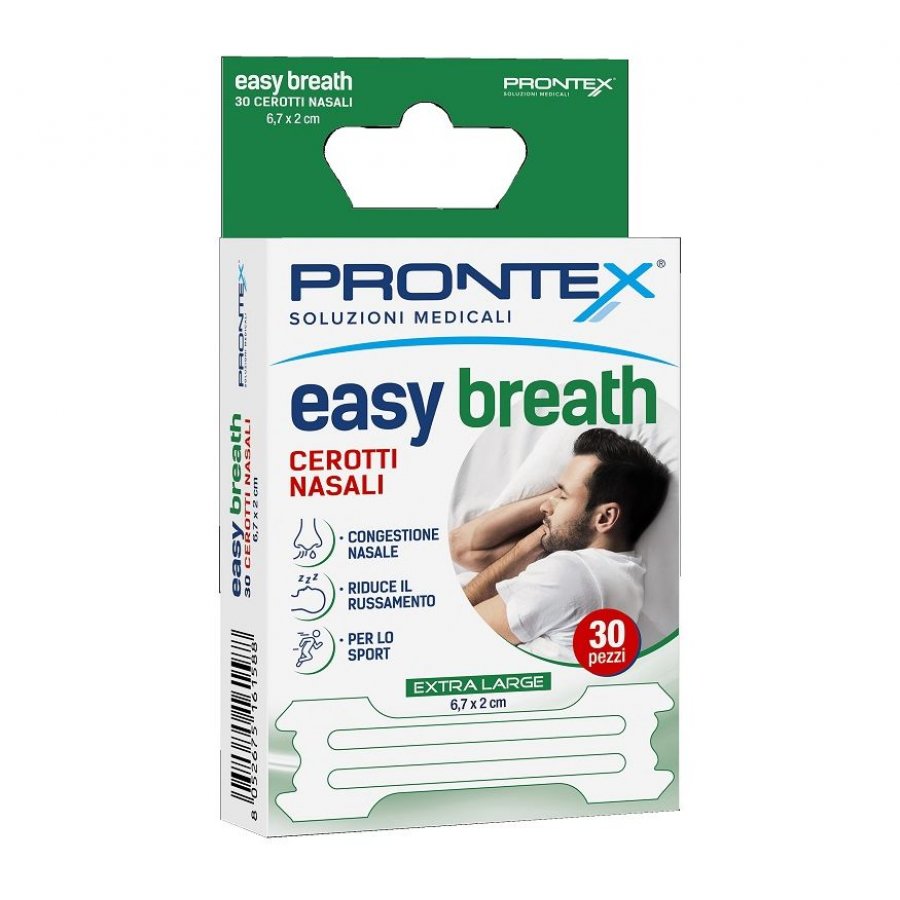 Cerotti Nasali, Prontex Easy Breath XL, 10 Pezzi - Cerotti Antirussamento e per Respirazione Migliorata