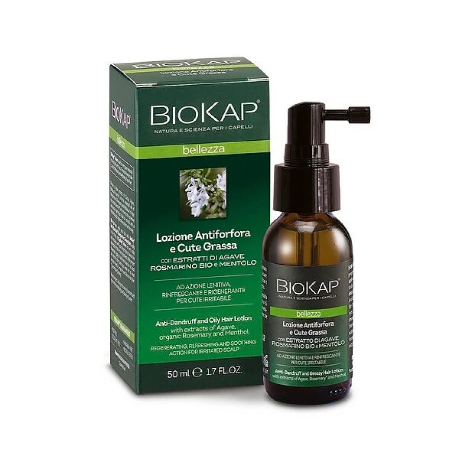 Bios Line BioKap Lozione Antiforfora Lozione Rinfrescante Cute Grassa e Forfora, 50 ml