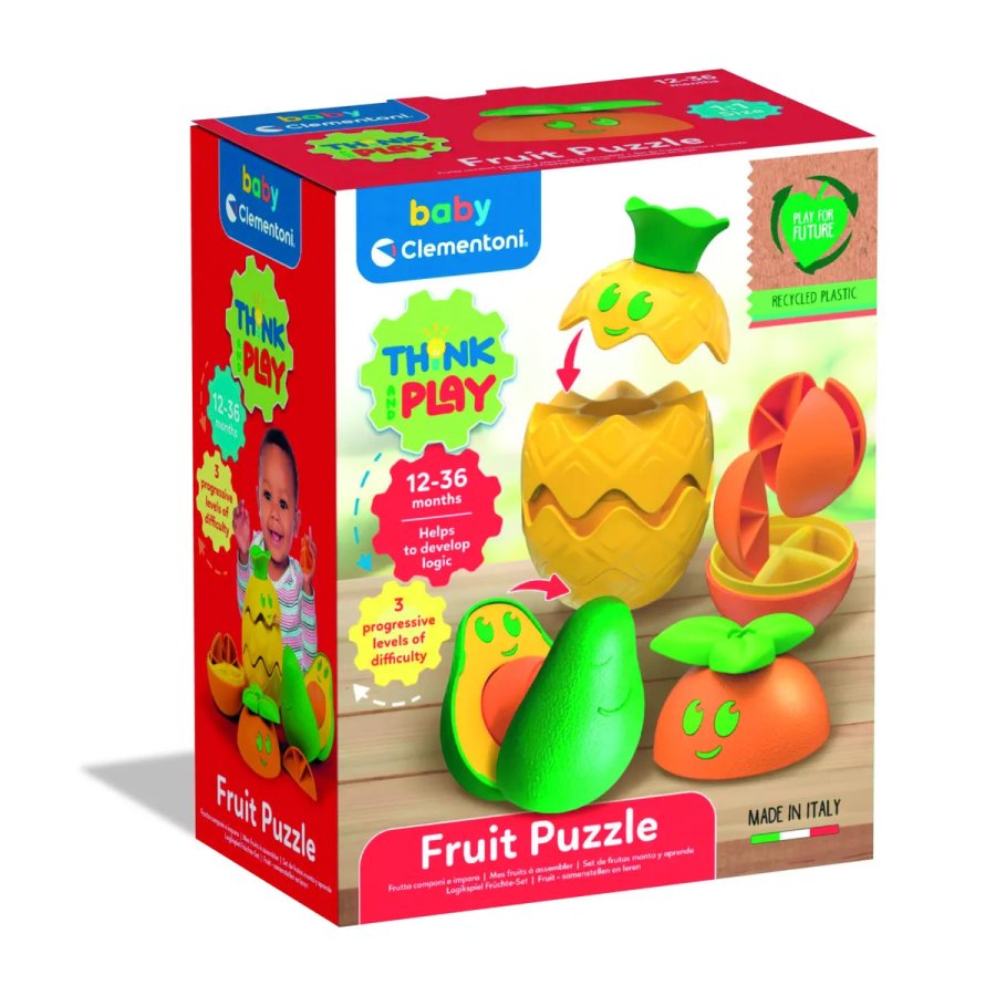 Clementoni Think & Play Fruit Puzzle Gioco Logico Sensoriale Bambini 12-36 mesi