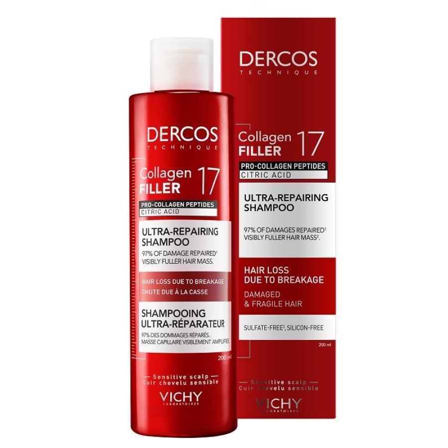 Vichy Dercos Collagen 17 FILLER Shampoo Ultra-Riparatore, 200 ml