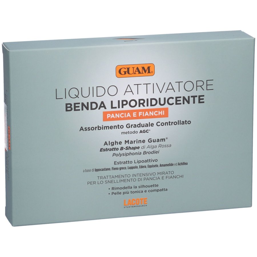 Guam, Liquido Attivatore Benda Liporiducente Pancia e Fianchi, 3 Ricariche
