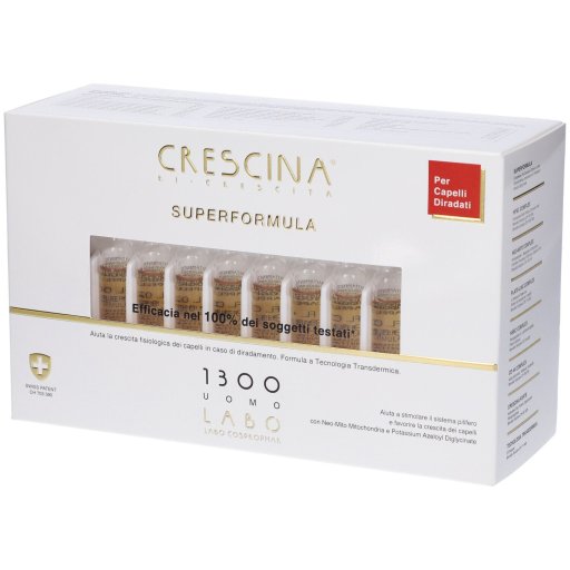 Crescina Ri-Crescita Super Formula 1300 Uomo 40 Fiale – Trattamento Intensivo Diradamento Capelli