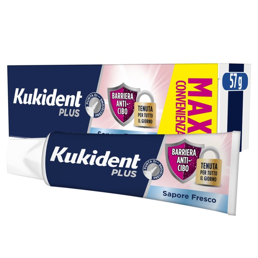 Kukident Plus Barriera Anti-Cibo Fresco Crema Adesiva Dentiere, 57 g