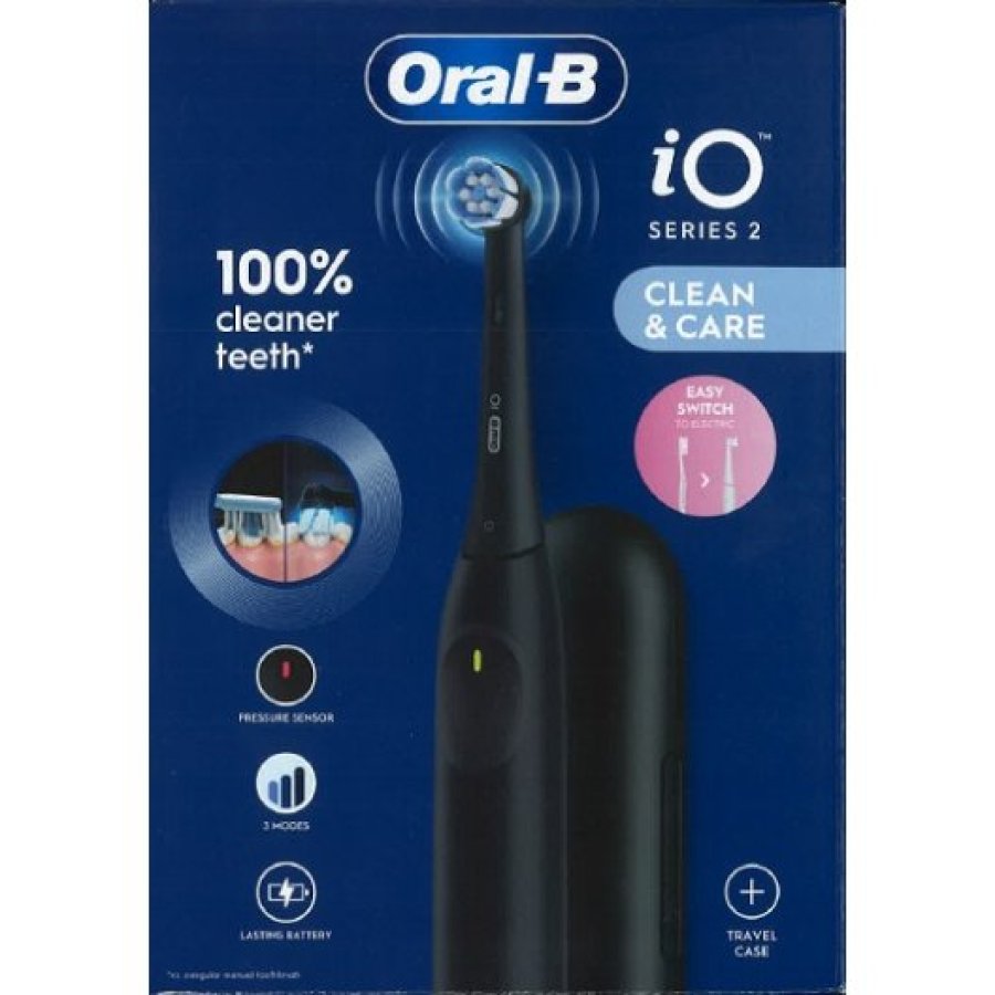 Oral-B iO 2 Spazzolino Elettrico Ricaricabile Night Black, 1 Spazzolino + 1 Testina