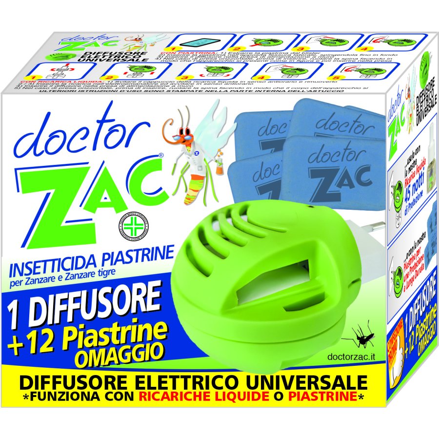 Doctor Zac, Insetticida, 1 Diffusore + 12 Piastrine Omaggio