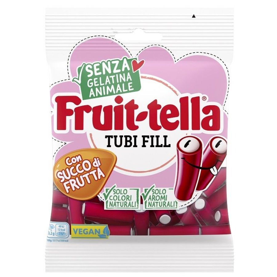Fruittella Tubi Fill Caramelle Ripiene al Gusto Fragola, 90 g