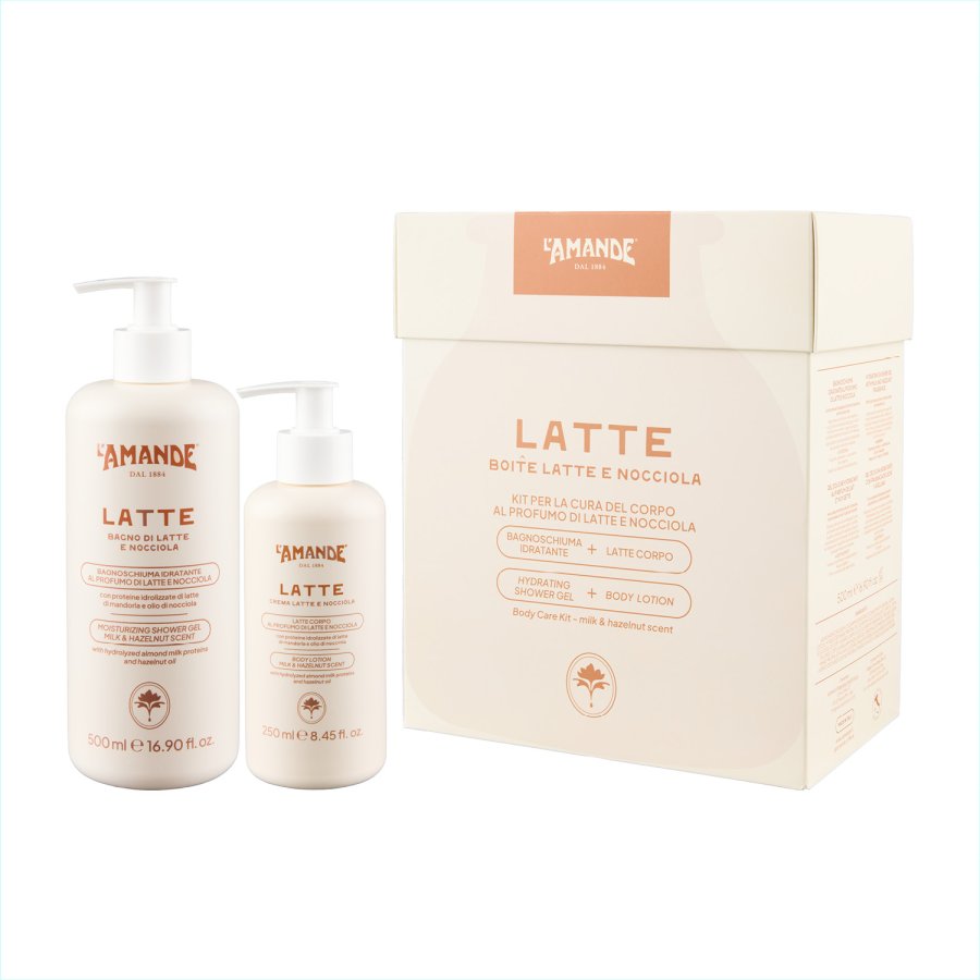 L'Amande Latte Kit Cura del Corpo, bagnoschiuma idratante 500 ml + latte corpo 250 ml L'Amande Latte Kit Cura del Corpo, bagnoschiuma idratante 500 ml + latte corpo 250 ml