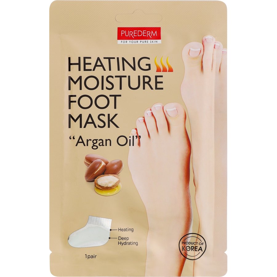 Purederm Maschera Piedi Riscaldante Idratante con Olio di Argan, 1 Paio