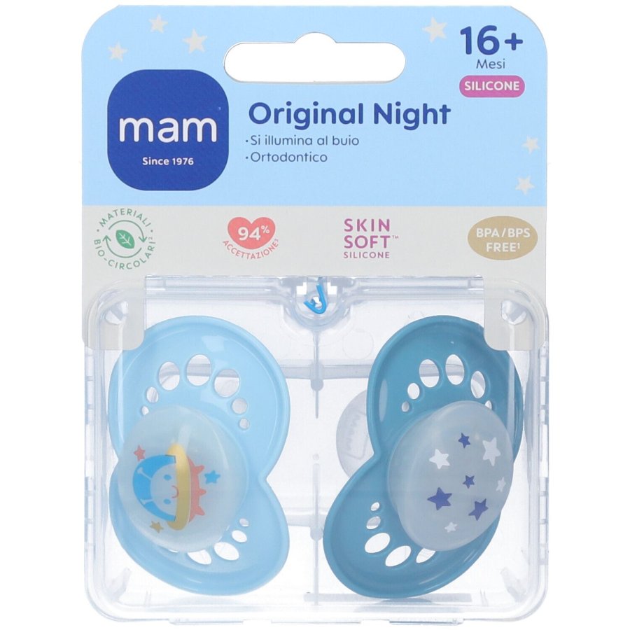 Mam Original Night Succhietti Ortodontici 16+ Mesi, 2 pezzi