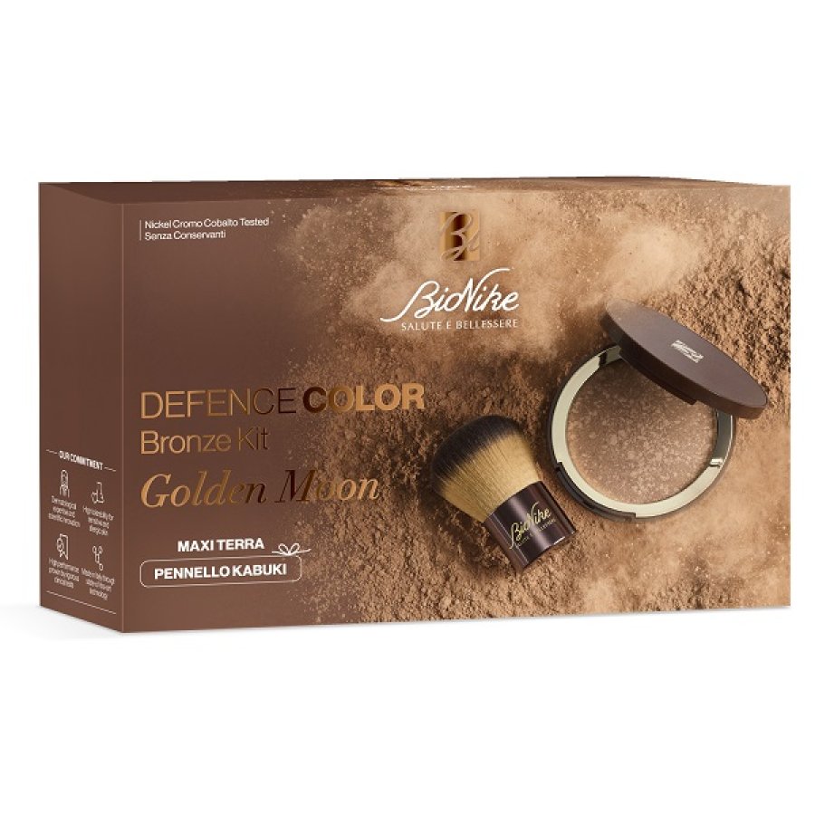 BioNike Defence Color Bronze Kit Golden Moon, terra abbronzante 18 g + pennello kabuki