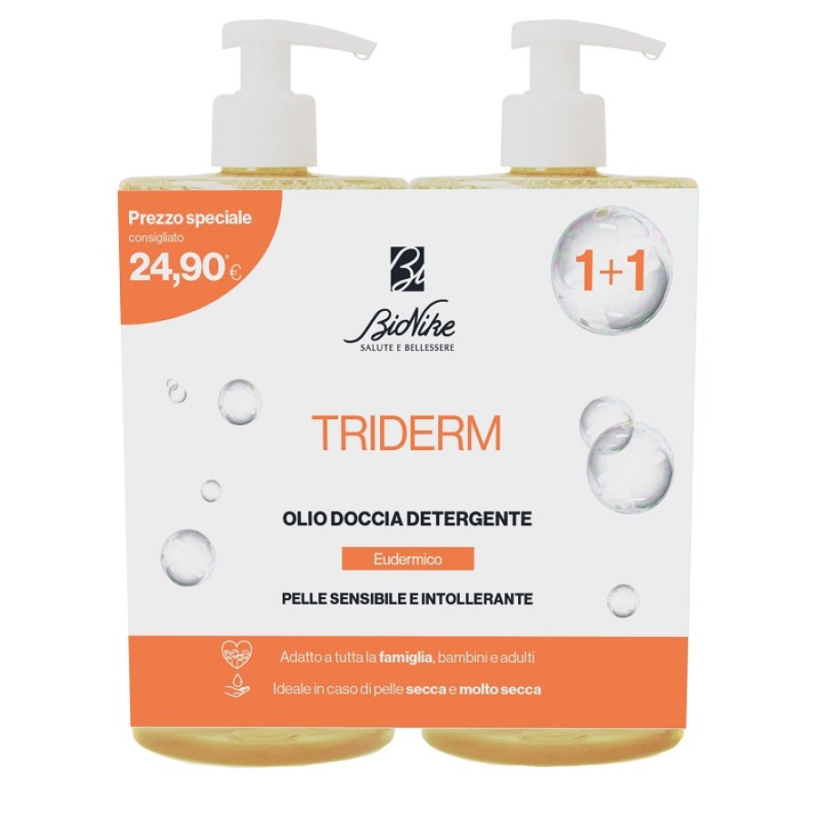 Bionike Triderm Olio Doccia Detergente Bipack, 2 x 750 ml