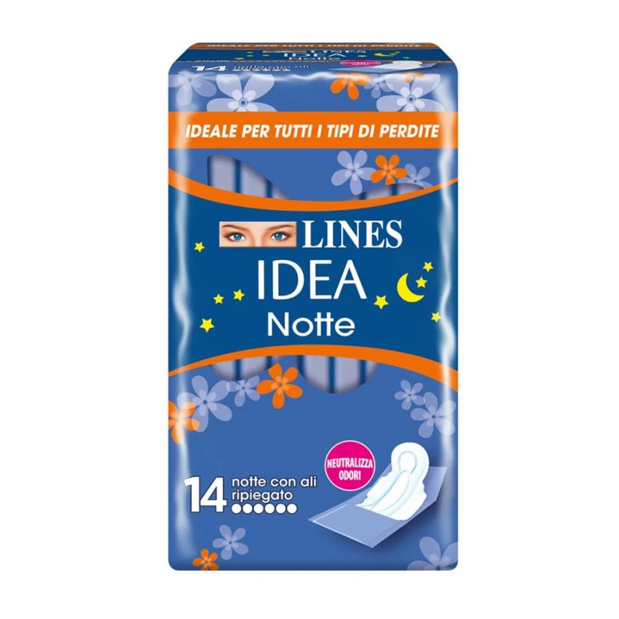 Lines Idea Notte Assorbente Extralungo con Ali Ripiegate, 14 Pezzi 