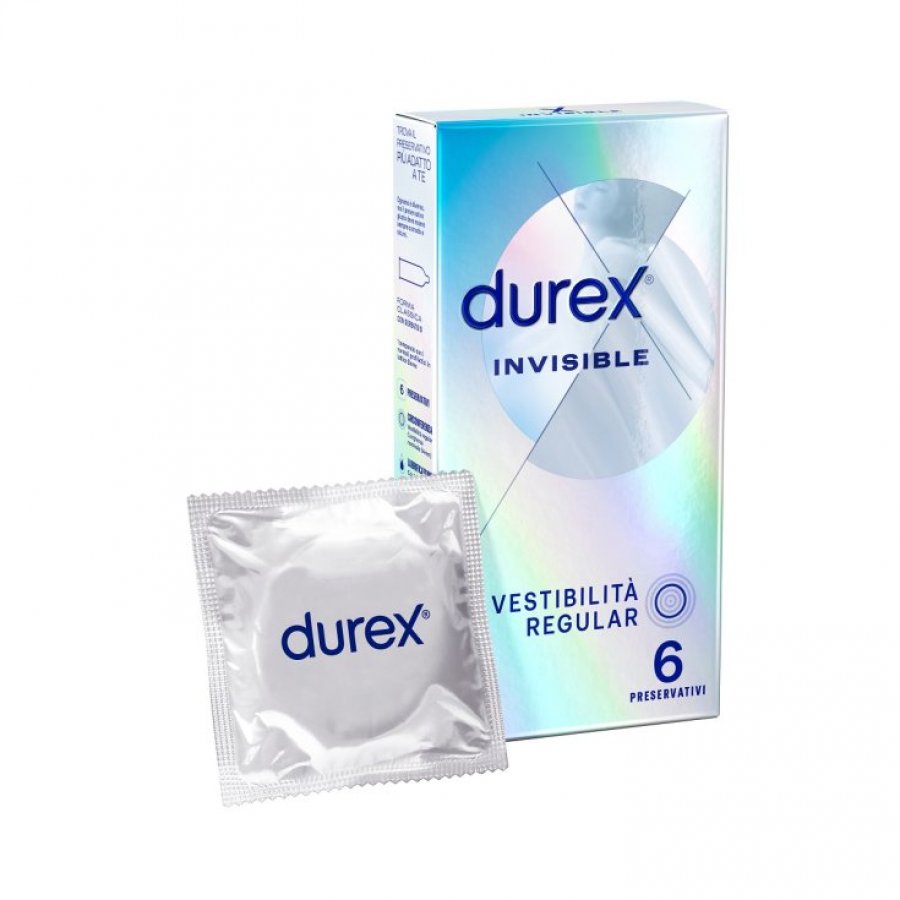 Durex Invisible - Profilattici Vestibilità Regular, Confezione da 6