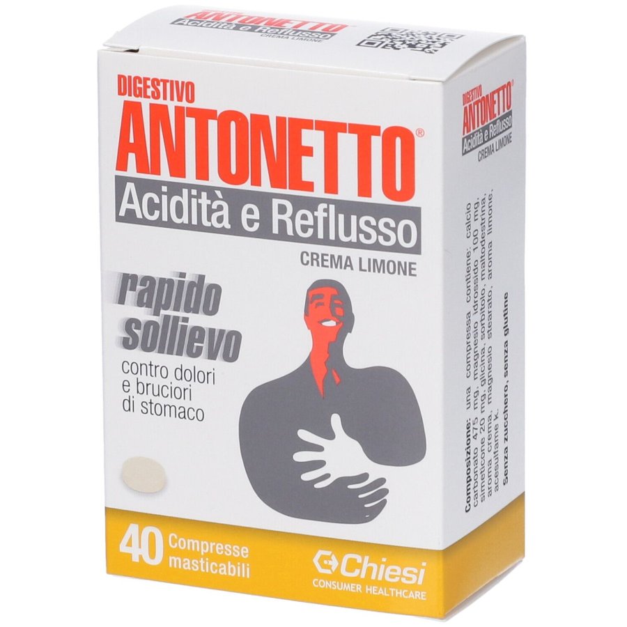 Digestivo Antonetto Acidit&agrave; e Reflusso Crema Limone 40 Compresse