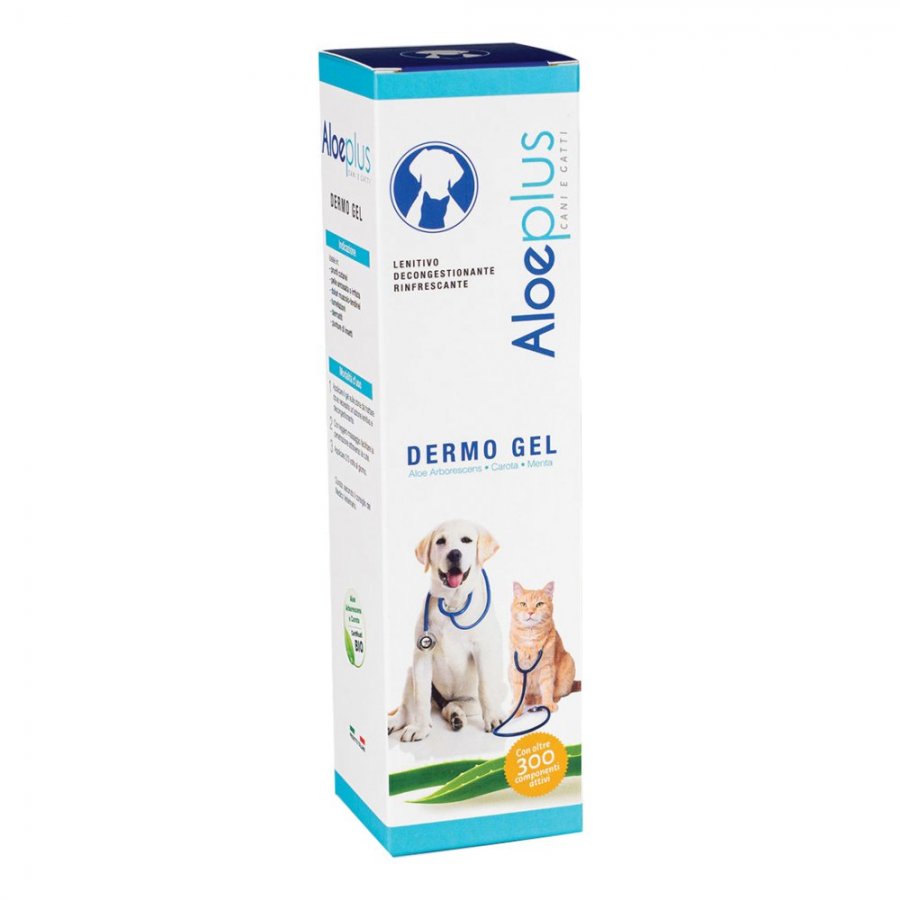 Aloeplus Gel Dermatologico Lenitivo, Decongestionante e Rinfrescante 200ml - Per Cani e Gatti, Cura della Pelle Naturale