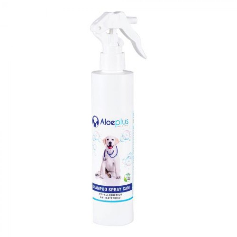 Aloeplus Shampoo Ipo-Allergenico Antibatterico Spray 250ml per Cani - Ipoallergenico e Antibatterico