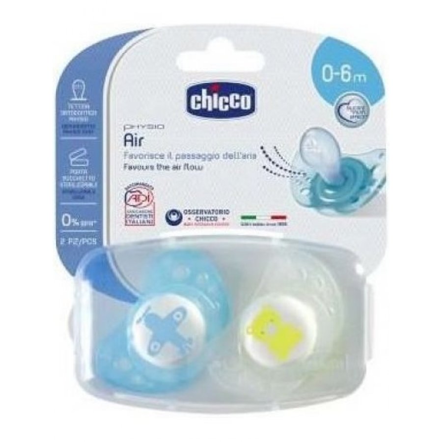 Chicco Succhietto Air Luminoso in Silicone 0-6 Mesi 2 Pezzi - Chicco Succhietto Physio Air Night