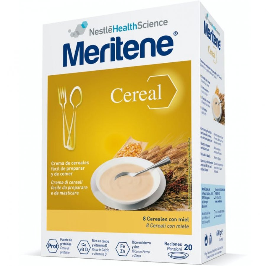 Nestlé Meritene 8 Cereali Miele 2x300g - Integratore Alimentare per Energia e Benessere