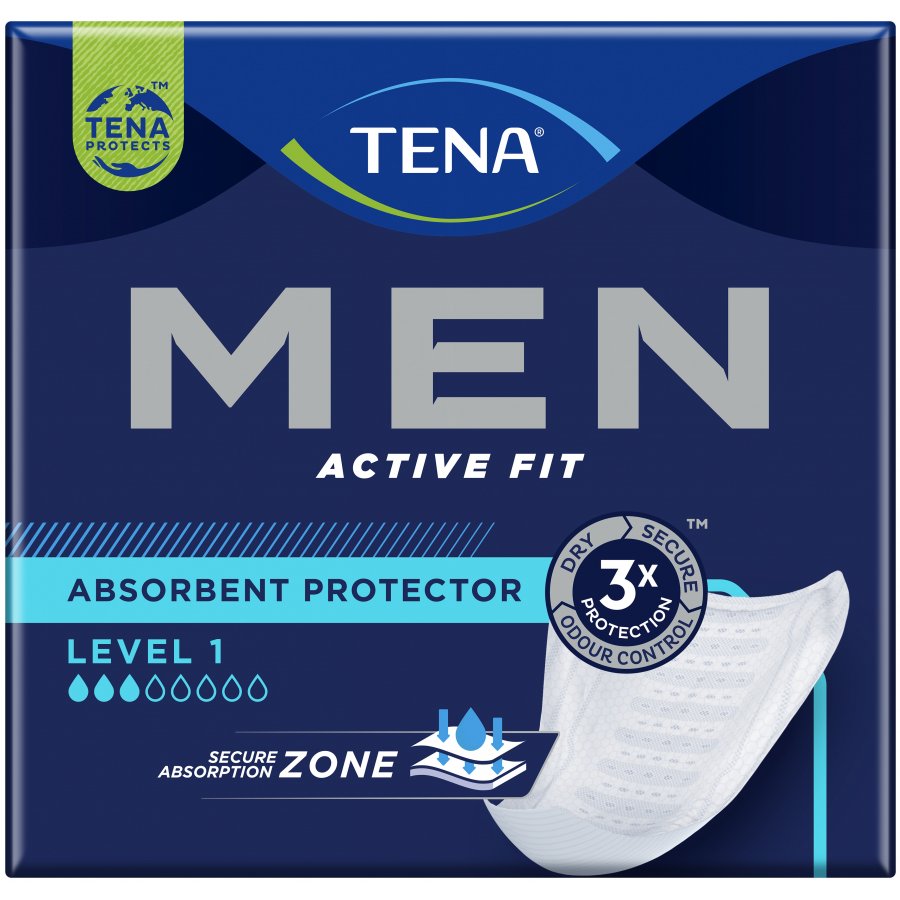 TENA Men Active Fit Livello 1 - Confezione da 12 Protezioni Maschili per una Protezione Discreta
