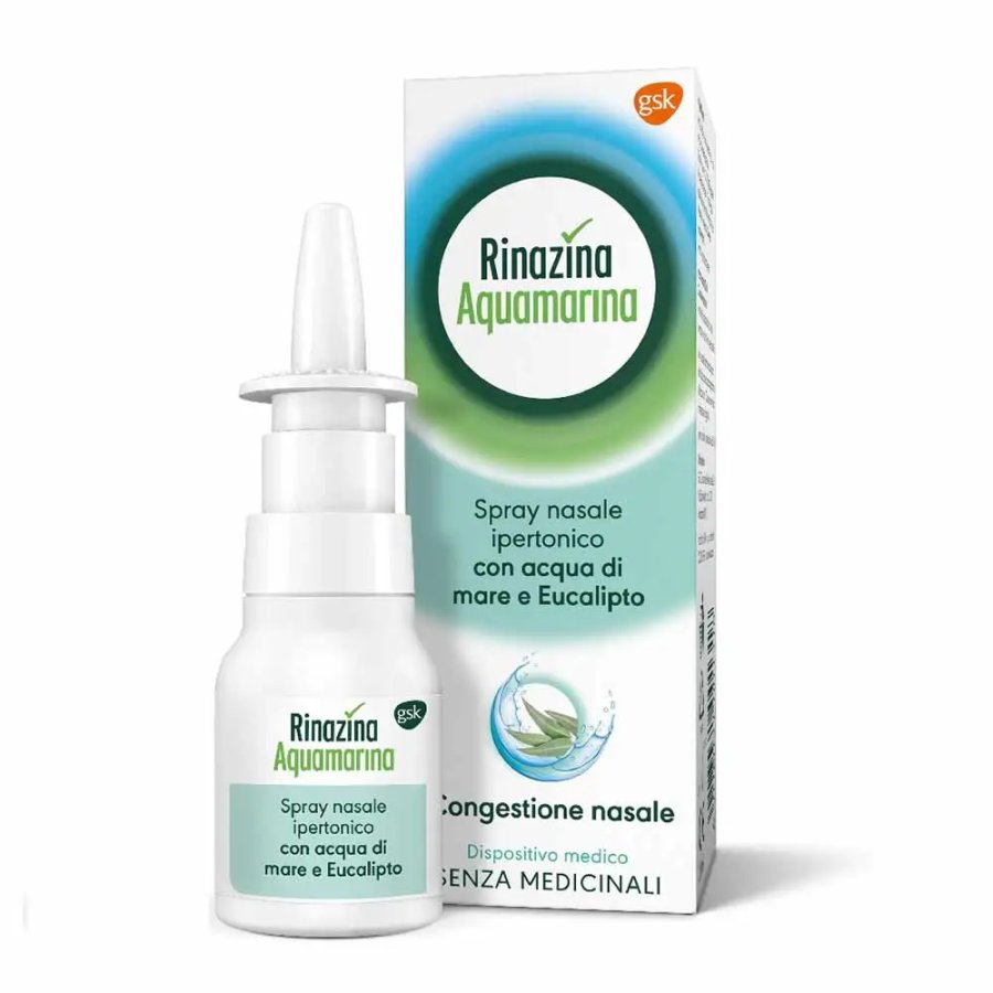 Rinazina Aquamarina Spray Nasale Ipertonico Decongestionante, 20 ml