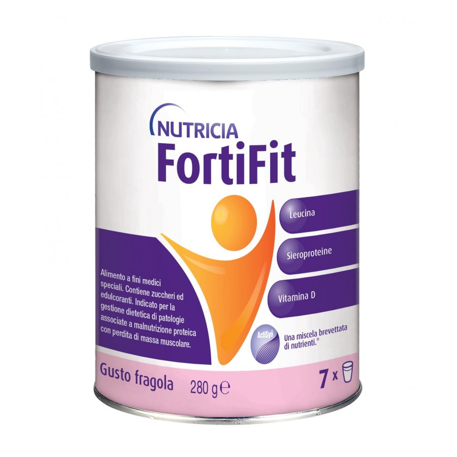 Nutricia Fortifit Fragola 280g - Integratore Proteico con Leucina e Vitamina D