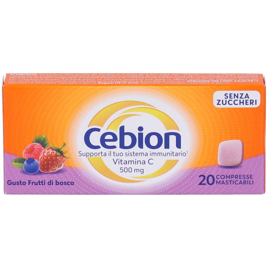 Cebion Frutti Rossi Senza Zucchero, 20 Compresse Masticabili