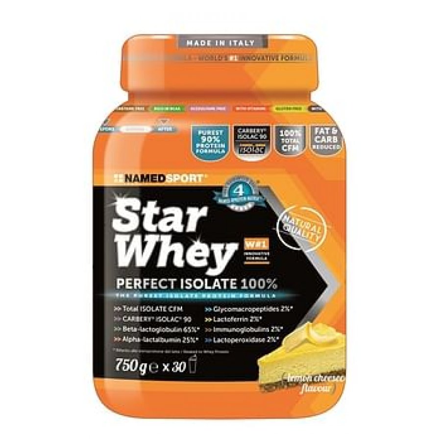 Named Sport - Star Whey Isolate 750g Gusto Cheesecake al Limone - Proteina Isolata Whey per Sport e Fitness