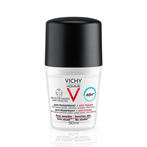 Vichy Homme Deodorante Roll On Anti-Traspirante 48h, 50 ml