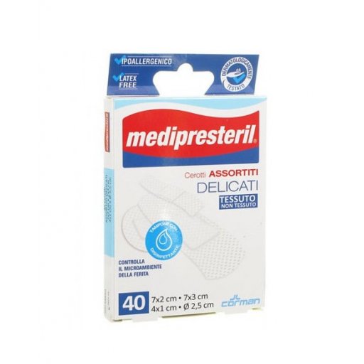 Medipresteril Cerotti Delicati Assortiti 4 Formati 40 Pezzi - Comfort e Protezione per Tutta la Famiglia