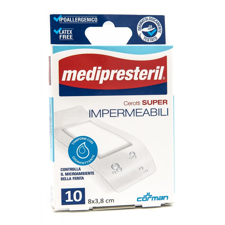 Medipresteril Cerotti Super Impermeabili - 8x3,8cm, Confezione da 10 Pezzi