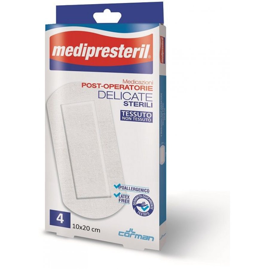 Medipresteril Medicazioni Post Operatorie Delicate Sterili - 10x20cm, 4 Pezzi
