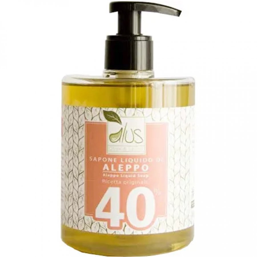 Alus Aleppo Sapone Liquido 40% Di Olio Di Alloro 500ml – Detergente Naturale per Pelli Sensibili