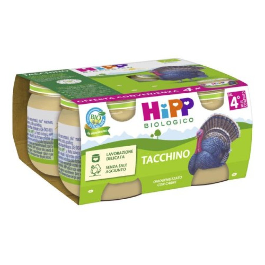 HiPP Biologico, Omogeneizzato di Tacchino, 4 x 80 g