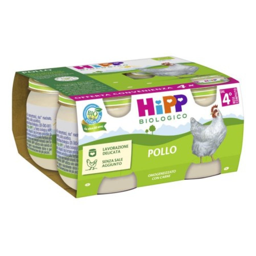 HiPP Biologico, Omogeneizzato di Pollo, 4 x 80 g
