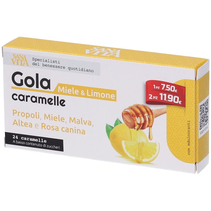 Sanavita Gola Limone Miele, 24 compresse