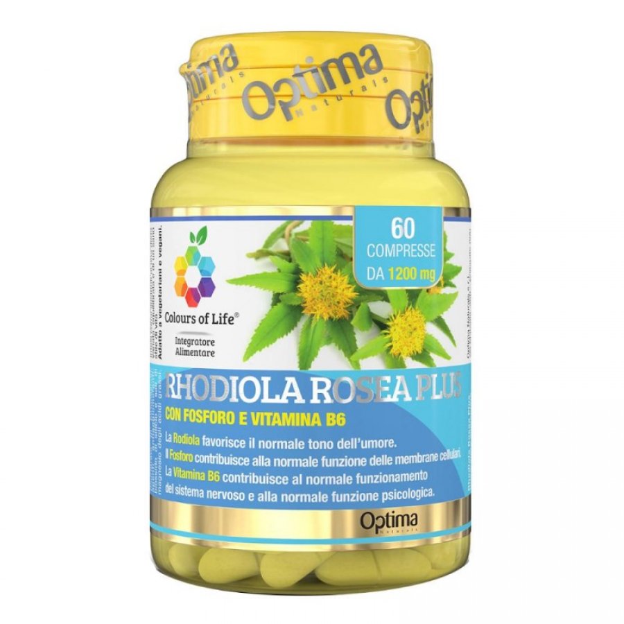 Colours of Life - Rhodiola Rosea Plus 60 Compresse 1200 mg - Integratore per il Tono dell'Umore e la Salute Mentale