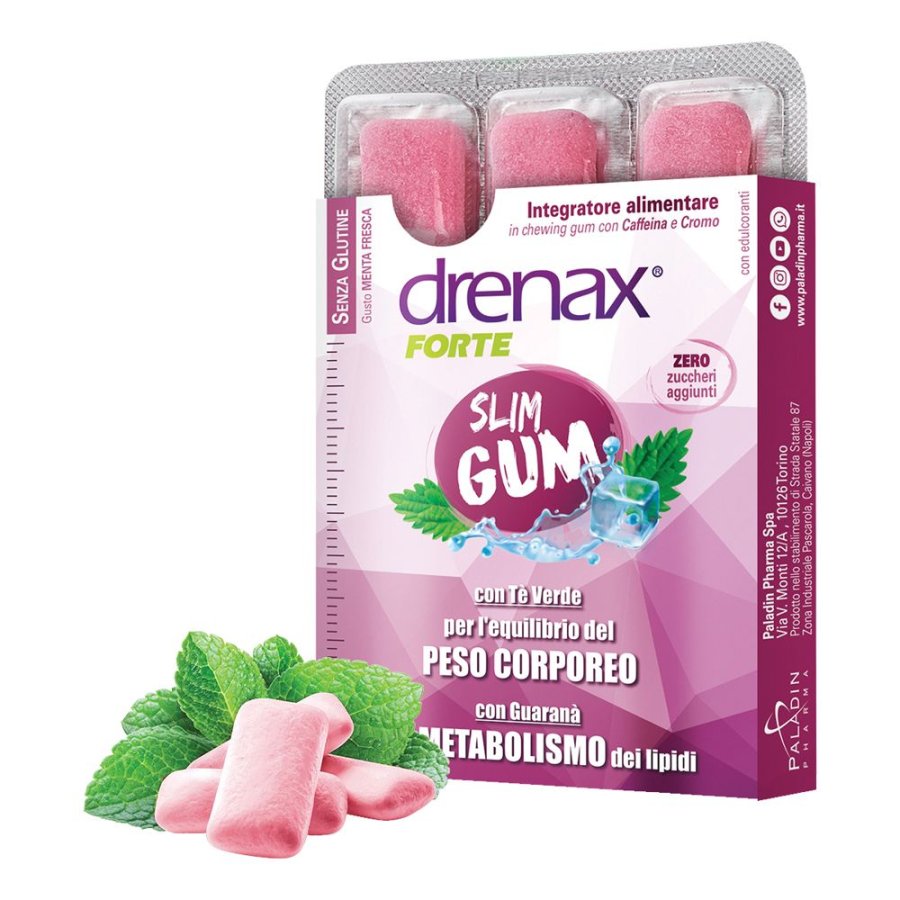 Paladin Pharma, Drenax Forte Slim Gum, 9 Chewing Gum