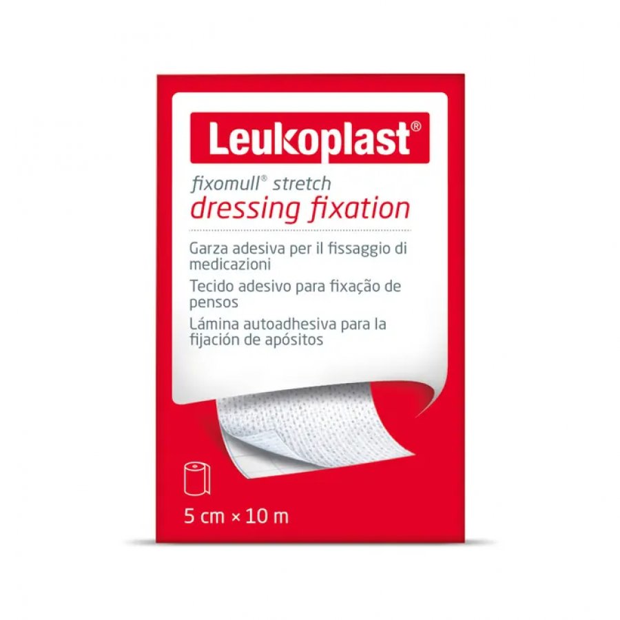 Leukoplast Fixomull Stretch Dressing Fixation Garza Adesiva 5x1000cm - Adesivo per Fasciature