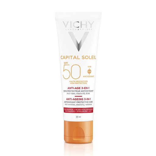 Vichy Crema Viso Anti-et&agrave; 3 in 1 Abbronzatura Intensa SPF 50 50 ml