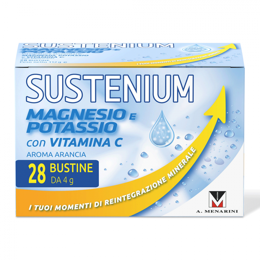 Sustenium Magnesio e Potassio - Integratore Alimentare con Aggiunta di Vitamina C - 28 Bustine