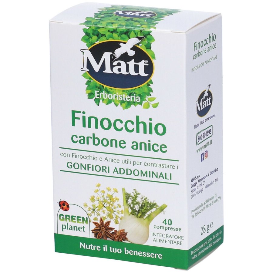 Matt Erboristeria, Finocchio Carbone Anice, 40 Compresse
