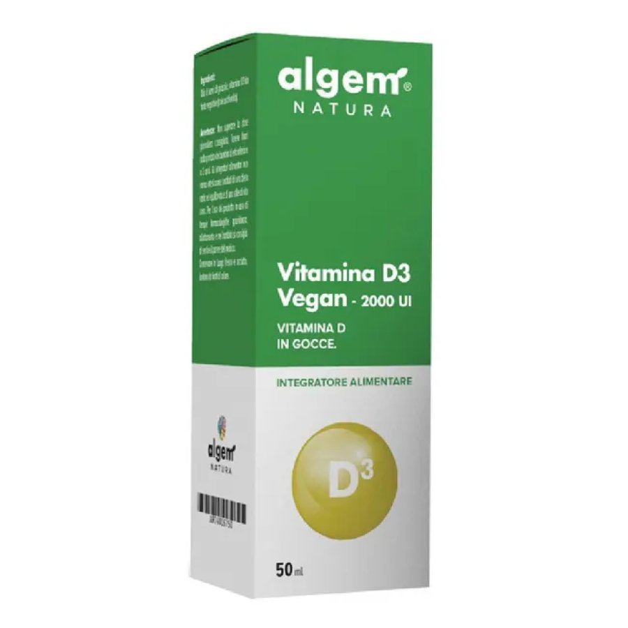 Algem Natura, Vitamina D3 Vegan Gocce 2000 UI, 50 ml